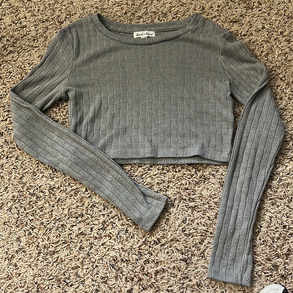 Gray cropped long sleeve.